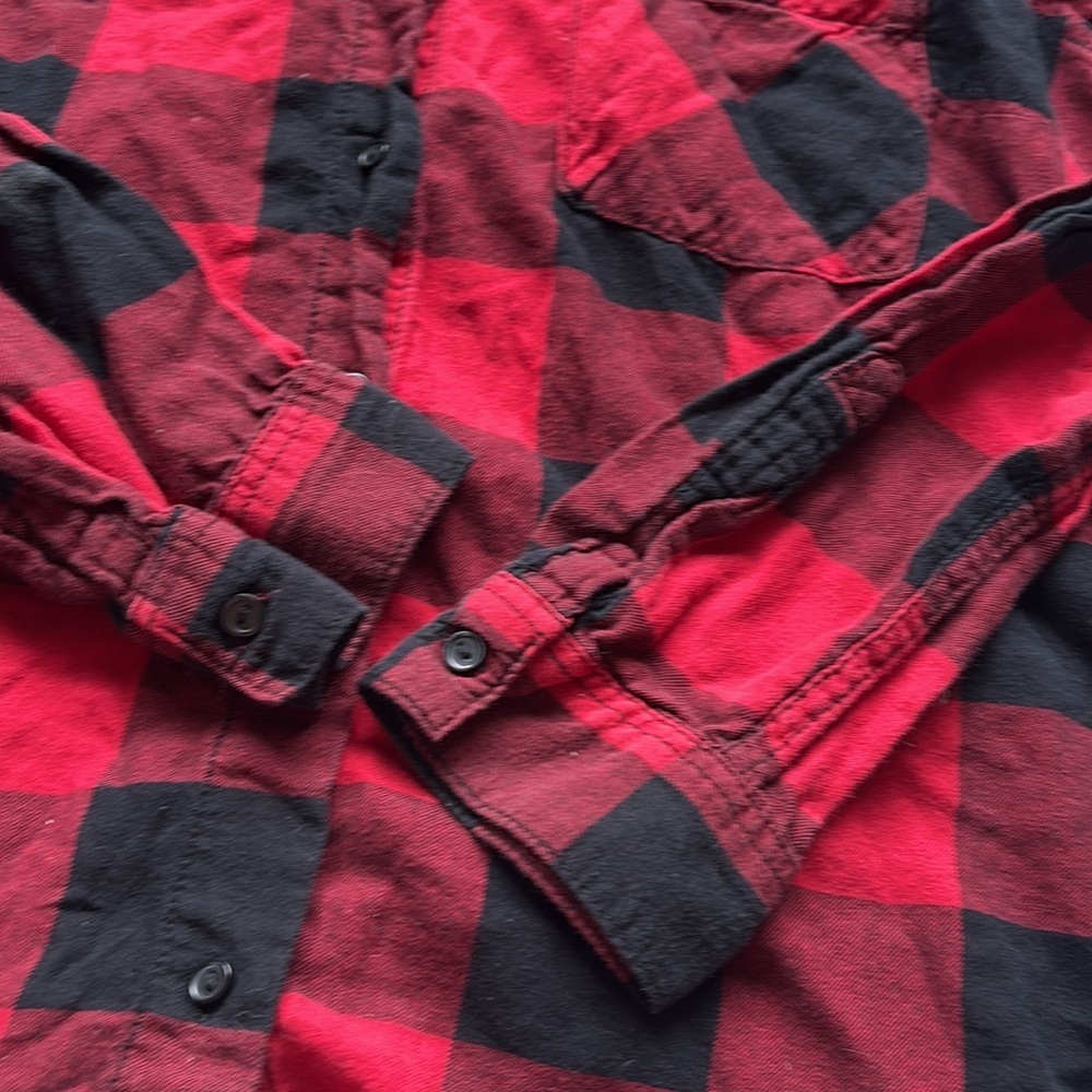 Divided Flannel Cotton Red and Black Long Sleeve Plaid Shirt Size 8 - Picture 4 of 7